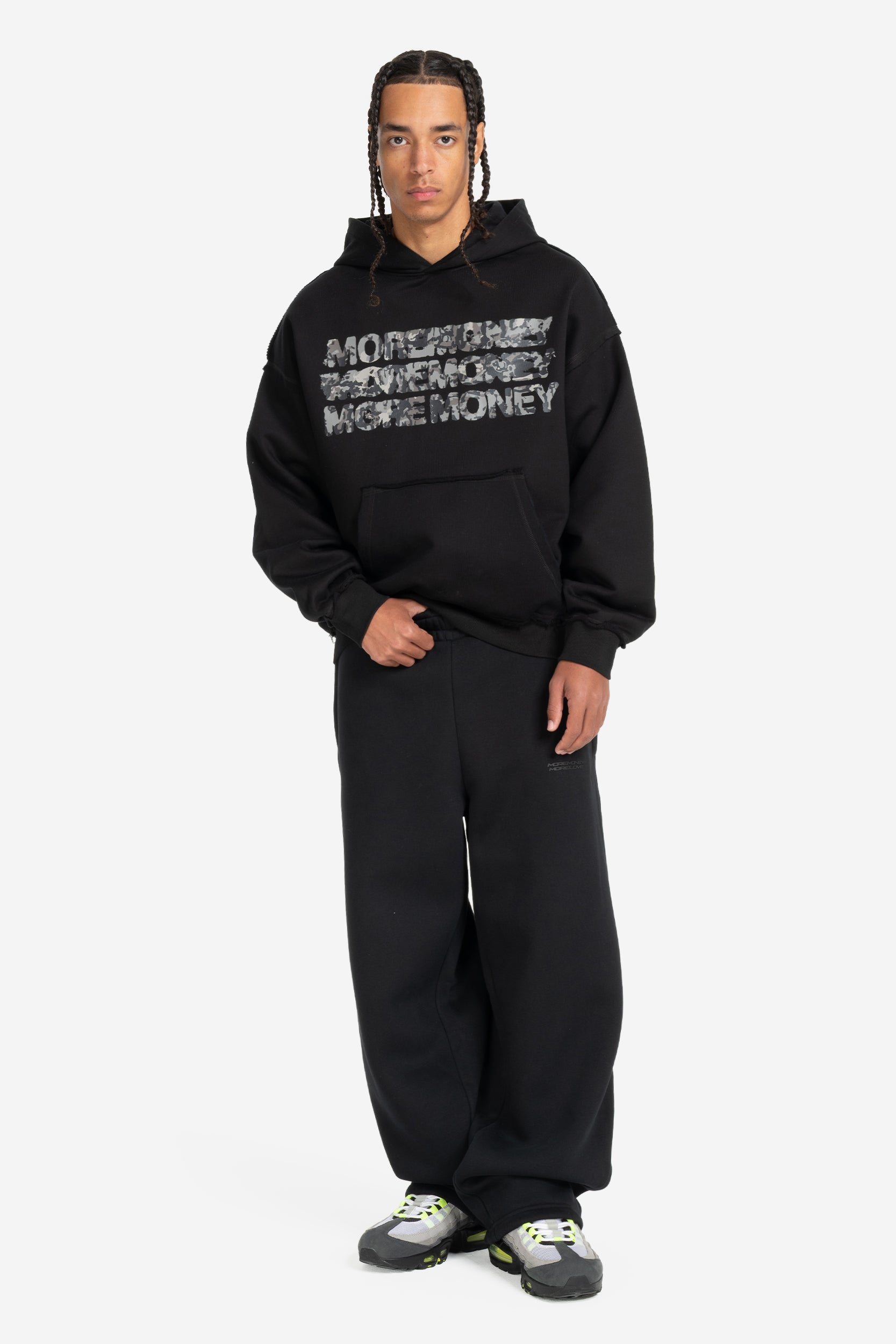 MONEY CALLING FLATLOCK HOODIE BLACK
