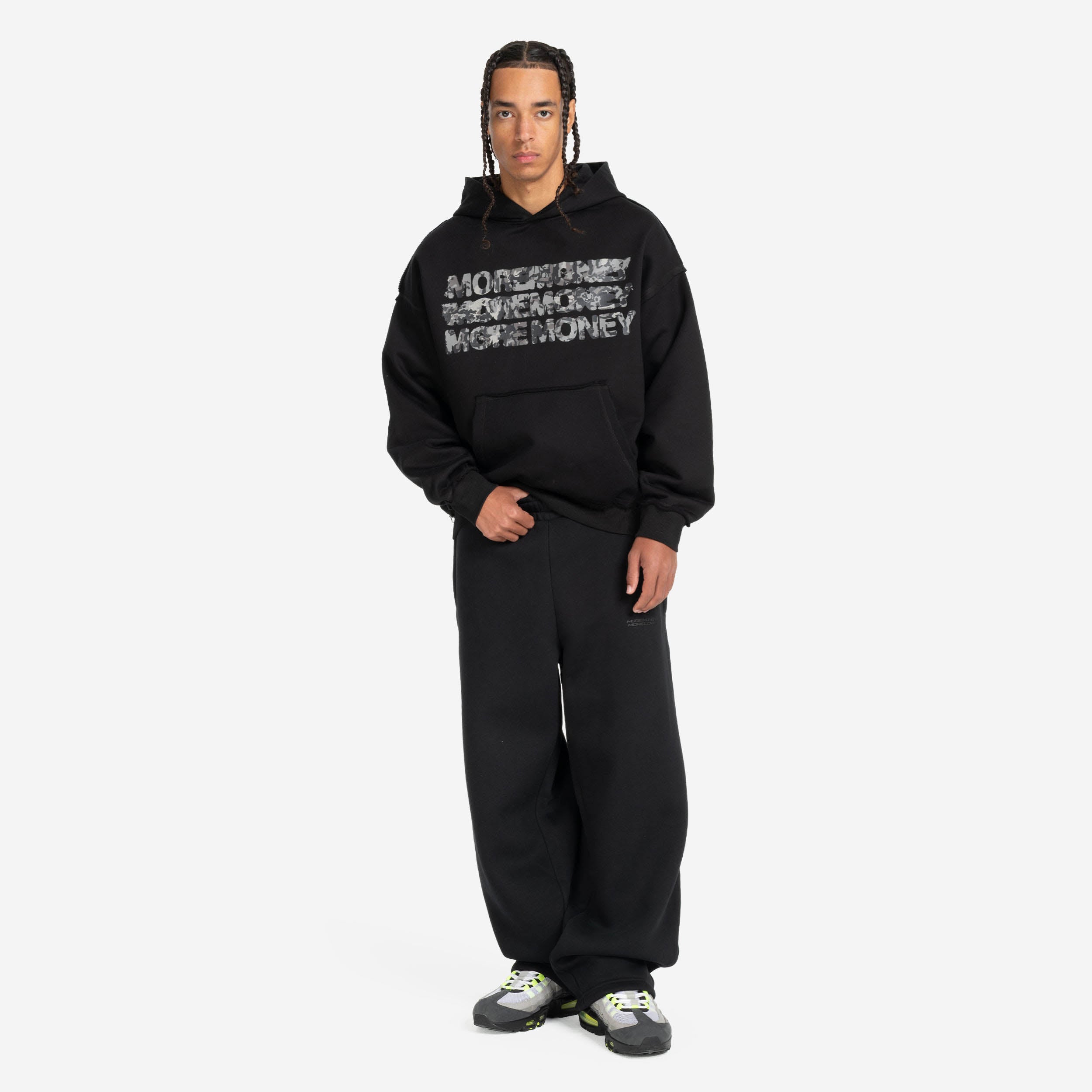MONEY CALLING FLATLOCK HOODIE BLACK