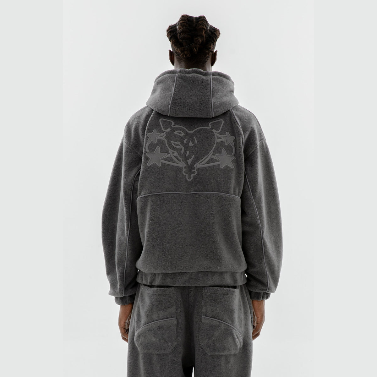 STAR WREATH FLEECE ZIP TORNADO GRAY 
