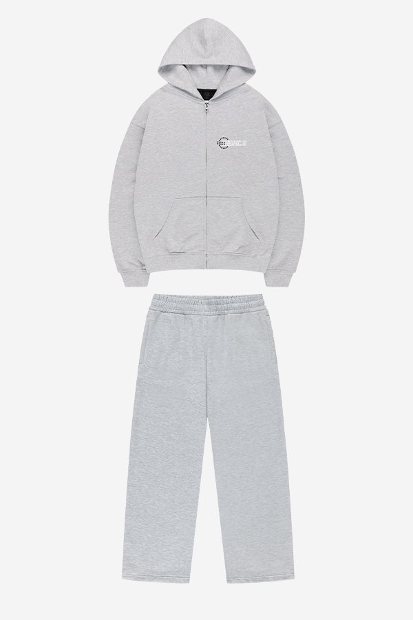 PROFIT ZIP GREY MELANGE HOODIE GREY MELANGE + OPEN LEG JOGGER GREY MELANGE