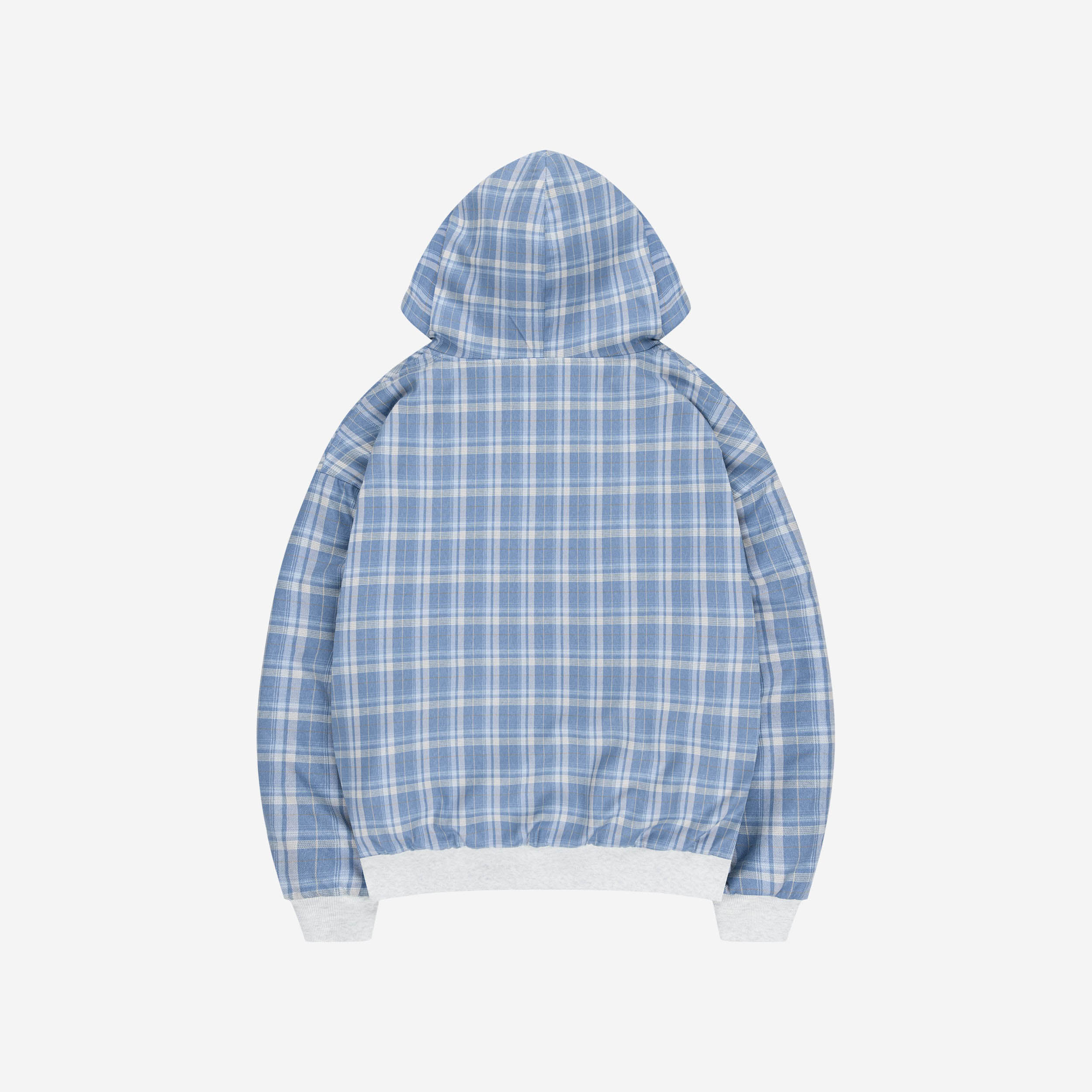 REVERSIBLE PLAID ZIP HOODIE GREY MELANGE