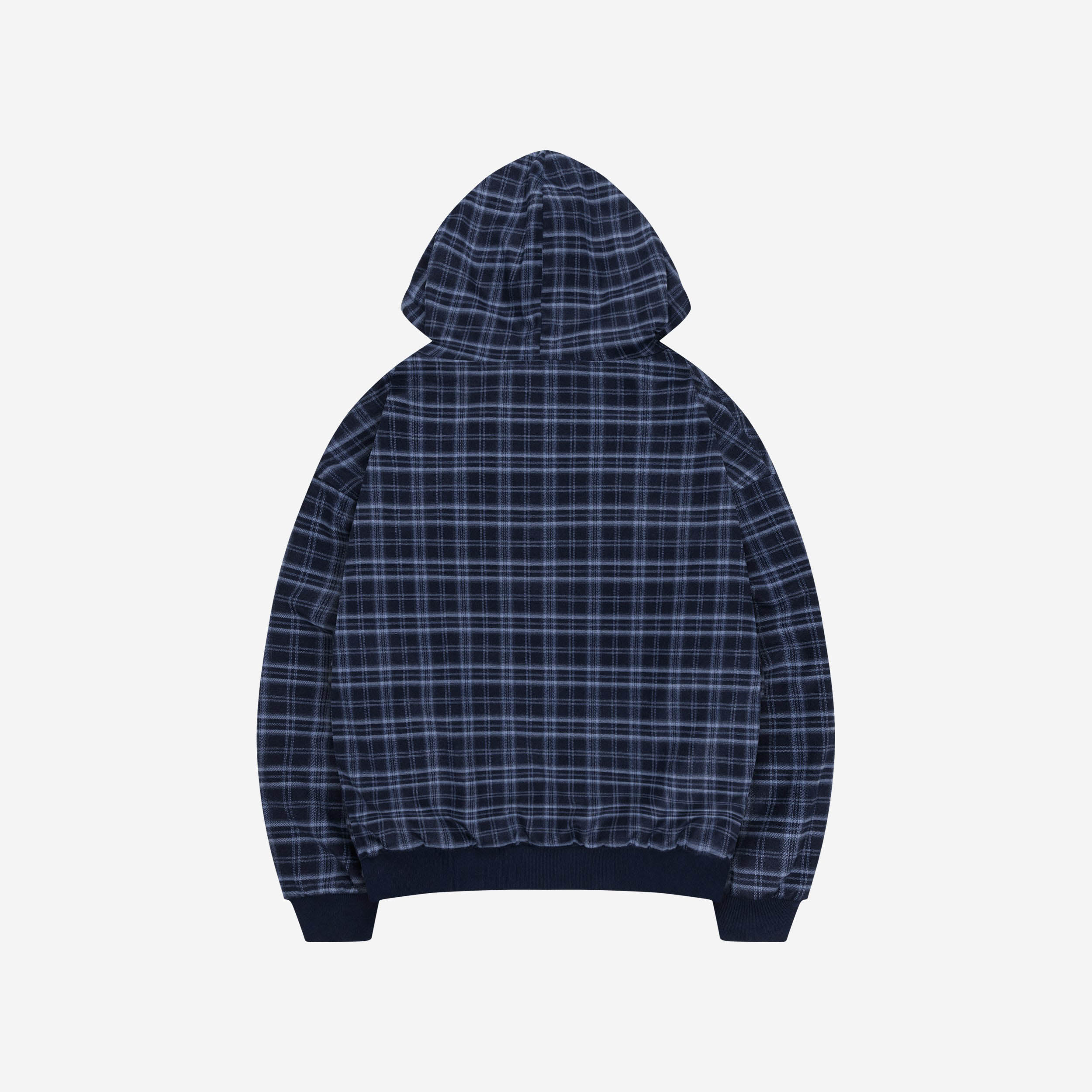 REVERSIBLE PLAID ZIP HOODIE NAVY