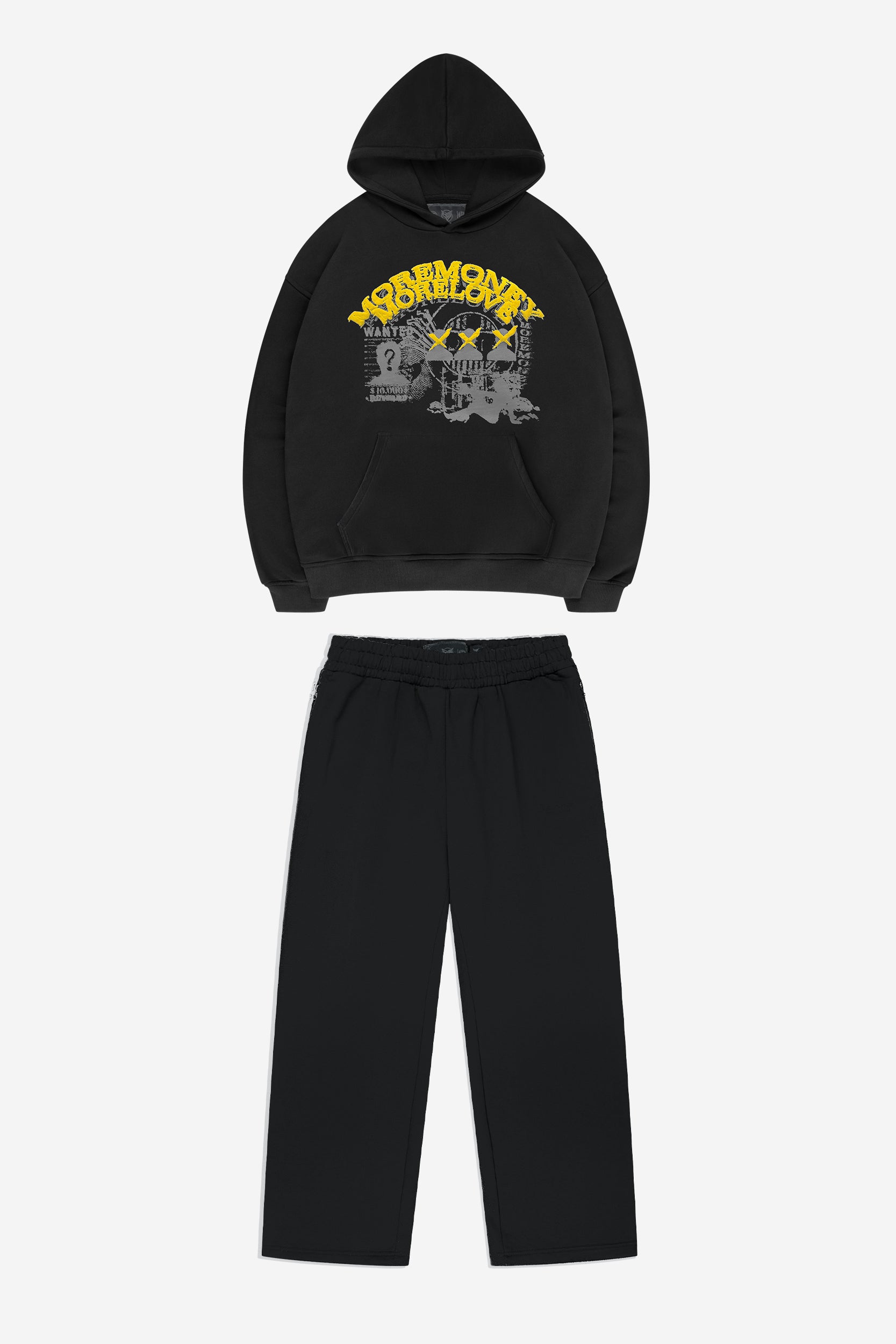 WILDLY WANTED HOODIE BLACK + OPEN LEG JOGGER BLACK
