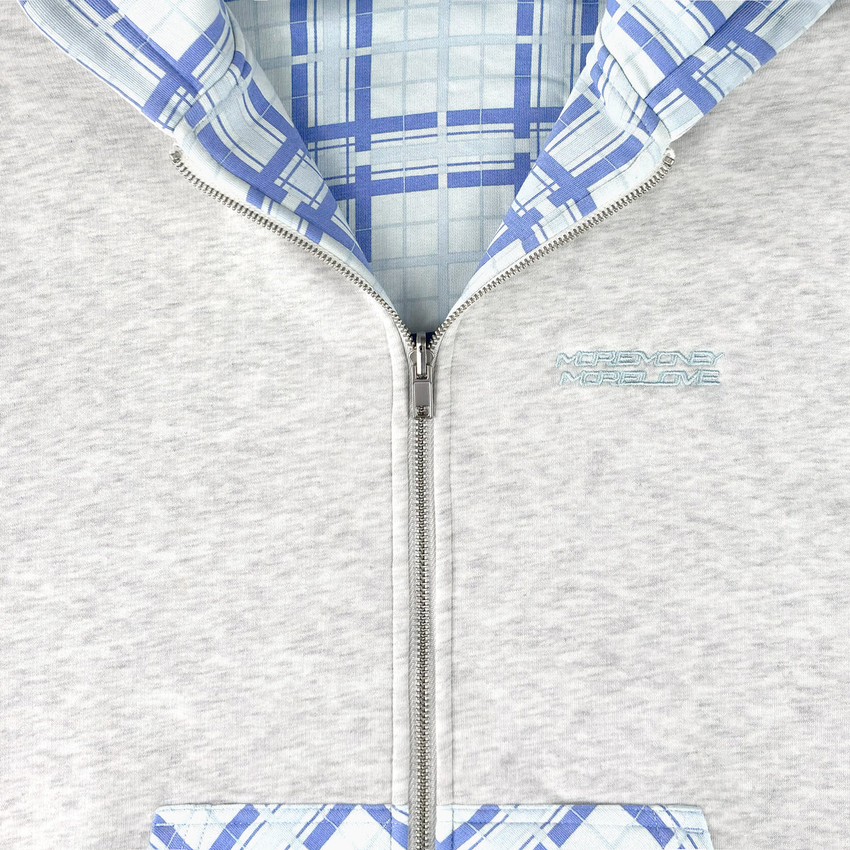 REVERSIBLE PLAID ZIP HOODIE AIR BLUE